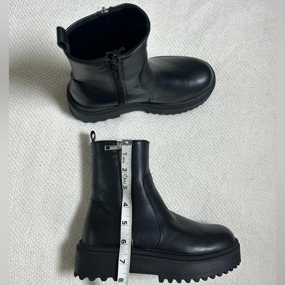 ZARA Black Platform Boots Size 35 / 5 - Big Kids & Women - Double Zip Lug Sole - Picture 12 of 12